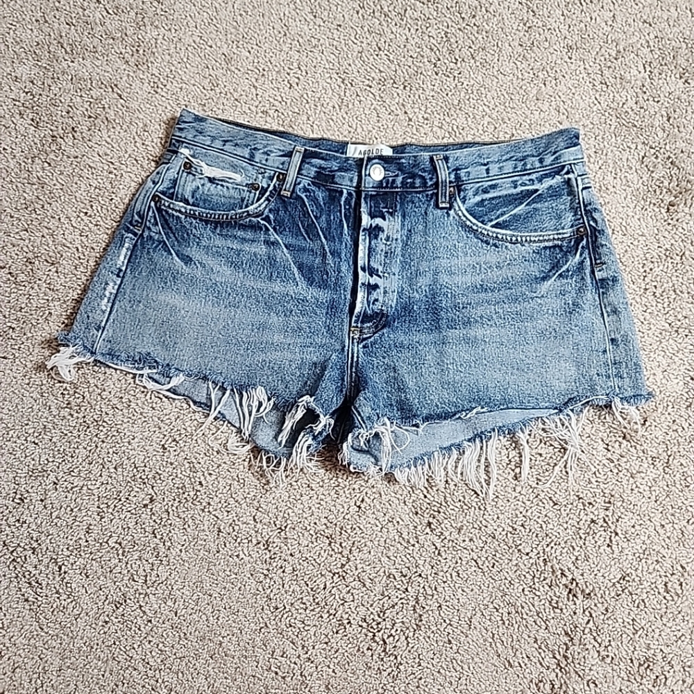 AGOLDE PARKER GRUDGE VINTAGE CUT OFF DENIM SHORTS Sz 32 ORGANIC COTTON - Picture 3 of 12